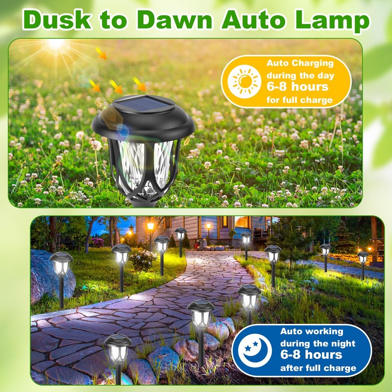 Tuanse 20 Pcs Solar Outdoor Garden Pathway LED Lights Bulk
