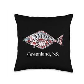 Greenland Nova Scotia Native Halibut Fisherman Greenland NS East Coast of Canada Halibut Native Fishers Throw Pillow, 16x16, Multicolor