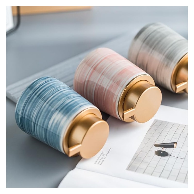 Modern Striped Style Gold Soap Dispenser for Bathroom, Ceramic Hand