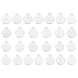 MECCANIXITY Alphabet A-Z Enamel Letter Charm Jewelry Charm Enamel Initial Charm Silver White Pendant Charm for Jewelry Making, Bracelet, Craft, Pack of 52