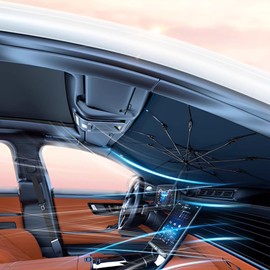 2025 Windshield Sun Shade Umbrella – Foldable UV Blocking Car Front Window Sunshade, Heat Resistant Universal Fit Auto Windshield Cover for Most Vehicles