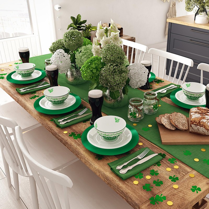 30 PCS Green Paper Place Mats Round Disposable Placemats Mardi