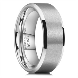 King Will BASIC Unisex 8mm Tungsten Carbide Matte Polished Finish Wedding Engagement Band Ring (15)