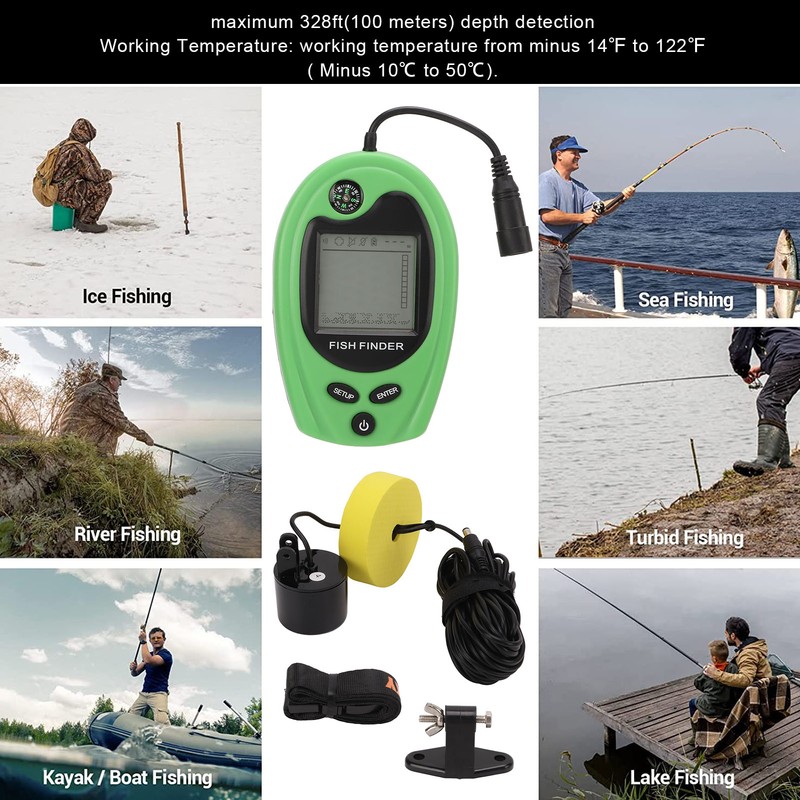 Kayak Fish Finder Sonar Detection 328 Feet Waterproof High Sensibility
