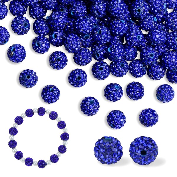 XIANNVXI 120 Pcs 10mm Blue Rhinestone Beads for Bracelet Sparkly