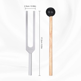 Tuning Forks for Healing,512 HZ Tuning Fork,Aluminium Alloy,Silver,with Wooden Gong Mallet, Hexagonal Screwdriver and Silver Cloth Bag,Sound Healing Therapy Tool Set for Music Therapy