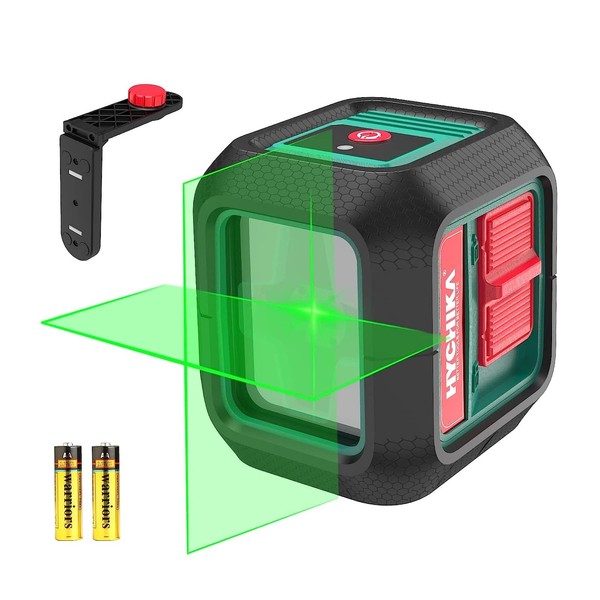 HYCHIKA Laser Level Self Leveling Green Cross Line Lasers Level Tool 50ft Measure Range for Indoor/Outdoor/Construction/DIY/Picture hanging, Battery and Magnetic Base included