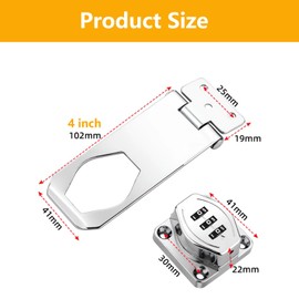 Keyless Locks for Cabinets：3 Digit Cabinets Combination Lock Closet Door Lock - Bifold Door Lock - Slide Double Door Lock for Folding Door Garage Shed Cupboard Barn Pantry 4" 1pcs Silver