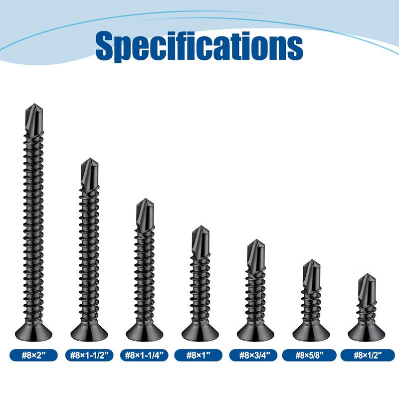 ANCHOREASE #8×1-1/4″ Sheet Metal Screws 200Pcs, 410 Stainless Steel Black