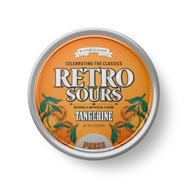 Retro Sours - Sour Gushers Fruity Candy, Tangy Old Fashion Candy in Tangerine Flavors - Nostalgic Candy Pack of 3 Tins (Tangerine)
