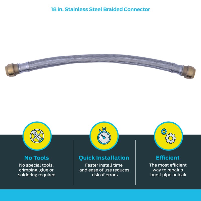 SharkBite 3/4 x 18 Inch Flexible Repair Coupling Hose, Push
