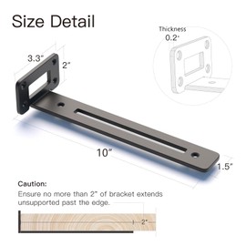 LEOPO 10 Inch 6 Pack Openwork T Shelf Brackets for DIY Floating Shelf,1/5 Inch Thick Heavy Duty Metal Shelf Bracket,L Brackets for Shelves Support