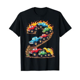 2 Year Old Monster Truck Boy Toddler 2nd Birthday Party T-Shirt