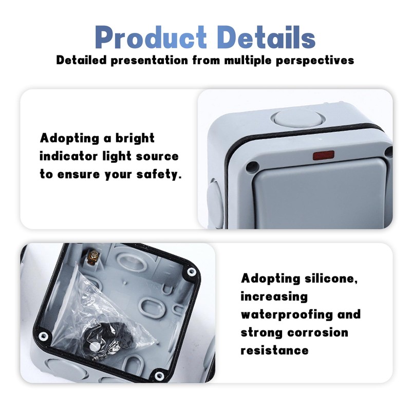 Universal Switch Weatherproof Switch Light Switch, Sporgo 20A IP66 Waterproof