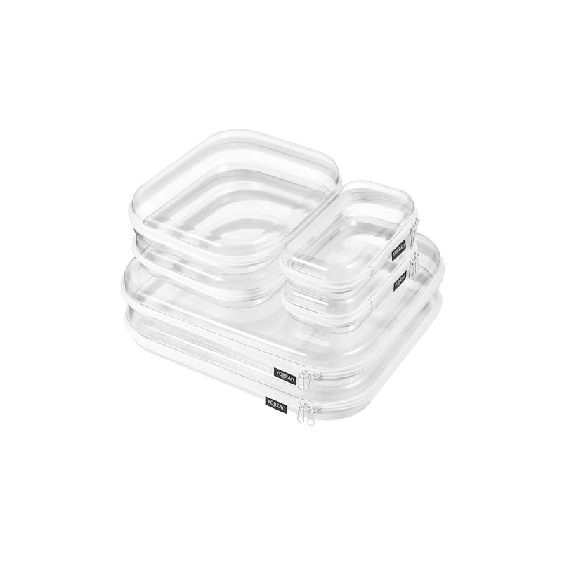 6 Pack Clear Hard Shell Zipper Cases - Ultimate Organizer