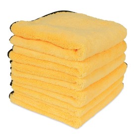 Liquid X Professional Grade Premium Microfiber Towel : Gold w/Black Silk Edges 16" x 24" (6 Pack)
