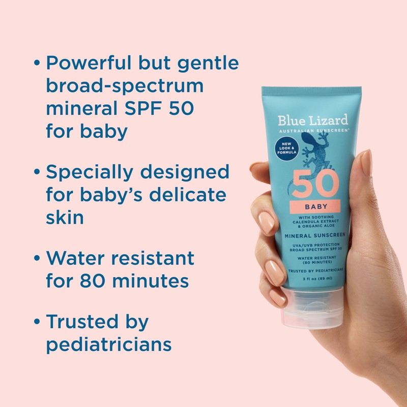 BLUE LIZARD Baby Mineral Sunscreen with Zinc Oxide, SPF 50+,