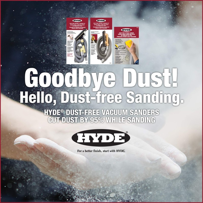 Hyde Tools 09165 Dust-Free Drywall Vacuum Hand Sander with 6-Foot