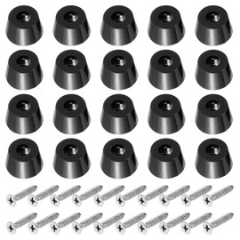 PATIKIL Cutting Board Feet,20 Pieces Non Slip Rubber Feet Bumpers with 304 Stainless Steel Screws for Cutting Board Furniture Chairs Desks 0.83" Wx0.49 H, Black