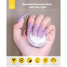 BURANO Reflective Gel Nail Polish, 7.3ml Reflective Diamond Nail Glitter Gel Polish, Sparkly Color Gel Polish Holographic Glitters Shiny Gel Polish UV Lamp Required (Gray Pink SZ12)