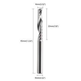EU_HOZLY 4 mm Shank, 4 mm Cutting Diameter, 22 mm Groove Length, 1 Slot Shank Mill, CNC Spiral Cutter, Upcut Cutting Tool for Acrylic, PVC, ABS, Plywood, Pack of 5