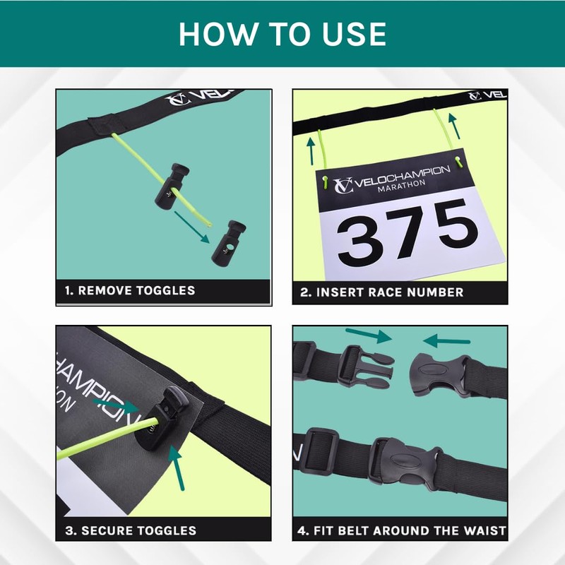 Adjustable Elastic Triathlon, Marathon, Running Sports Number Belt with Clip