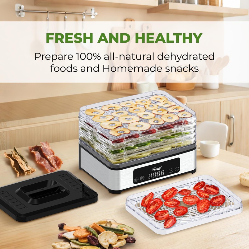 Rosewill Compact Food Dehydrator, 5 Stackable Trays with Adjustable 48H