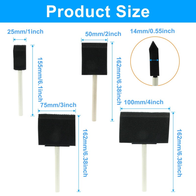 Moicstiy 4 Pcs Foam Paint Brushes, Sponge Paint Brush with