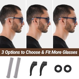 MUIIGOOD 5 Pairs Non-Slip Eyeglasses Ear Grips for Glasses Knitting Cotton Glasses Ear Cushion Temple Tips Sleeve Comfortable Elastic Soft Silicone Eyeglass Ear Hooks for Sunglasses Reading Glasses