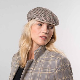 Lipodo Inglese Bic Flat Cap - Men's Flat Cap - Men's Cap Made in Italy - Flat Cap with Inner Lining - Peaked Cap Spring/Summer - Summer Cap, grey/black
