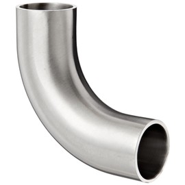 Dixon B2S-R100P Stainless Steel 316L Sanitary Fitting, 90 Degree Polished Weld Long Elbow with Tangent, 1" Tube OD