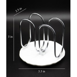 VROOMIUM Napkin Holder for Table, Effortless Cleaning Ceramic Base, 1 lb Weight, Silver Napkin Holders for Paper Napkins, Servilleteros para Mesas