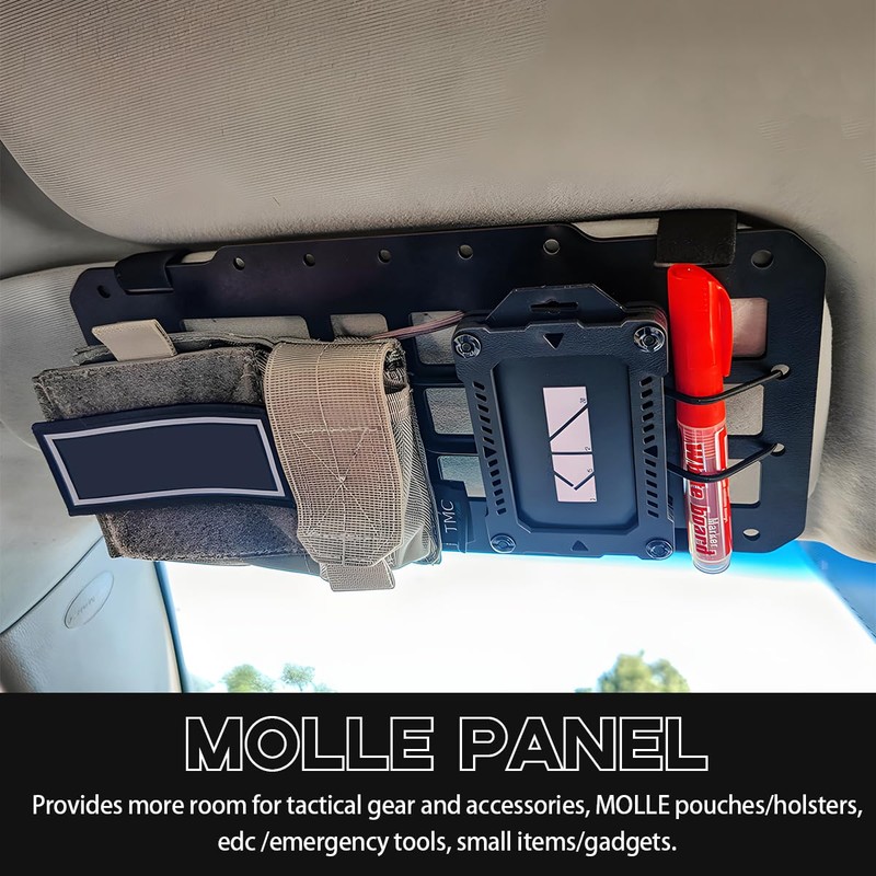 Yourkar Car Rigid MOLLE Panel, Sun Visor Panel Holster Tactical