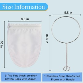Fine Mesh Strainer, 6Pcs Cloth Strainer Bags with Steel Handle