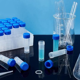 Zicojia 36Pcs 5Ml Tubes Plastic Vials with Screw Caps Small Sample Tubes Test Tubes with Storage Box for Lab Supplies Easy Install