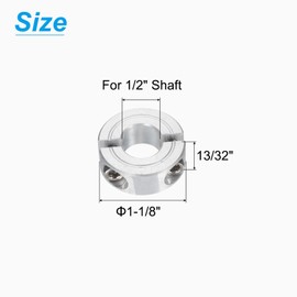 sourcing map 4Pcs Double Split Clamp-On Shaft Collar for 1/2" Shaft, Two-Piece Clamping Collar 1-1/8" OD, 13/32" Thickness, Aluminum Alloy Set Screw Split Collar Clamp