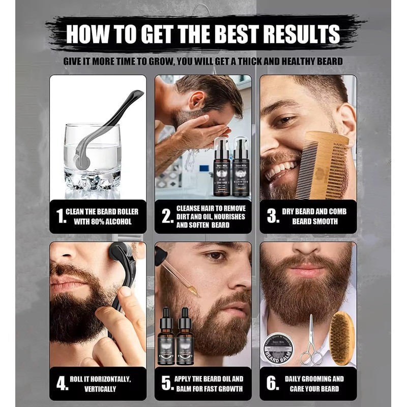 Beard Care Set for Men, 12-in-1 Beard Growth Kit with