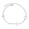 DAOCHONG S925 Sterling Silver Religious Cross Bracelet In Faith Hope