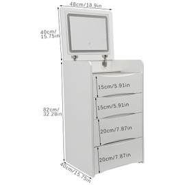 Giciashop 3 in 1 Vanity with Flip Top Mirror 3 Colors LED Light & Hidden Chair, 18.9" x 15.75" Compact Makeup Vanity w/3 Drawers for Homes, Apartments (White)