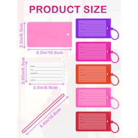 Luggage Tags for Suitcases,5 Pack Luggage Tags for Cruise Ships,Clear Colorful Suitcase Tags with Name ID Label and Loop for Luggage,Travel BagTags for Men Women,Waterproof Silicone Luggage Tag