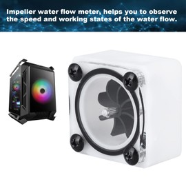 G1/4 Thread Revolving Speed Water Cooling POM Acrylic Material Impeller Water Meter Indicator with Silicone Sealing Ring, for PC Water Cooling System(2 Way)