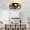 Youroke Farmhouse Caged Ceiling Fan with Light, Bladeless Flush Mount