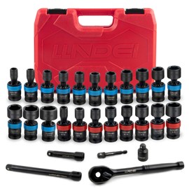 LLNDEI 27Pcs 3/8" Impact Socket Set, Metric(8-22mm) & SAE(5/16"-3/4")