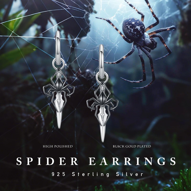 MEDWISE 925 Sterling Silver Spider Dagger Earrings Jewelry for Women