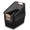 Tioncy 4 Pcs Plastic Mesh Baskets with Wood Handle Woven