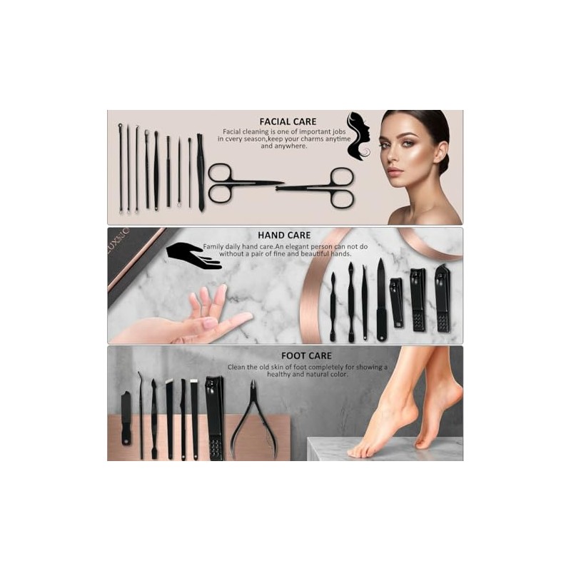 Juego de manicura profesional para cortaúñas, 26 piezas, kit de