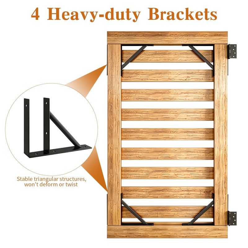 Gate Corner Brace Bracket,Heavy Duty Anti Sag Gate Kit with