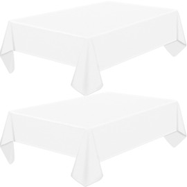 Incisite 2 Pack White Tablecloth, 259x147cm(58.7x102In) Polyester Table Cover for 6 Ft Rectangle Tables, Long Rectangular Tablecloths, Washable Fabric Table Cloth for Wedding Banquet Restaurant Party
