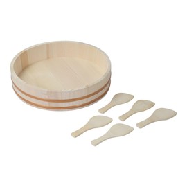 Liberty Corporation LD-463 Hand-Rolled Chirashi Sushi 6-Piece Set, Sushi Tub, 13.0 inches (33 cm), Approx. 5 Pieces, 5 Pieces, Rice Spoons, 5 Bottles, Our Home Hand-Rolled & Chirashi Sushi Tub