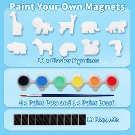 Funto Animal Painting Kit for Kids, Paint Your Own Figurines with Magnet, 27 PCS Arts and Crafts Set, Ceramics to Paint, STEAM Projects Creative Activity DIY Toys Gift for Boys & Girls Age 3+